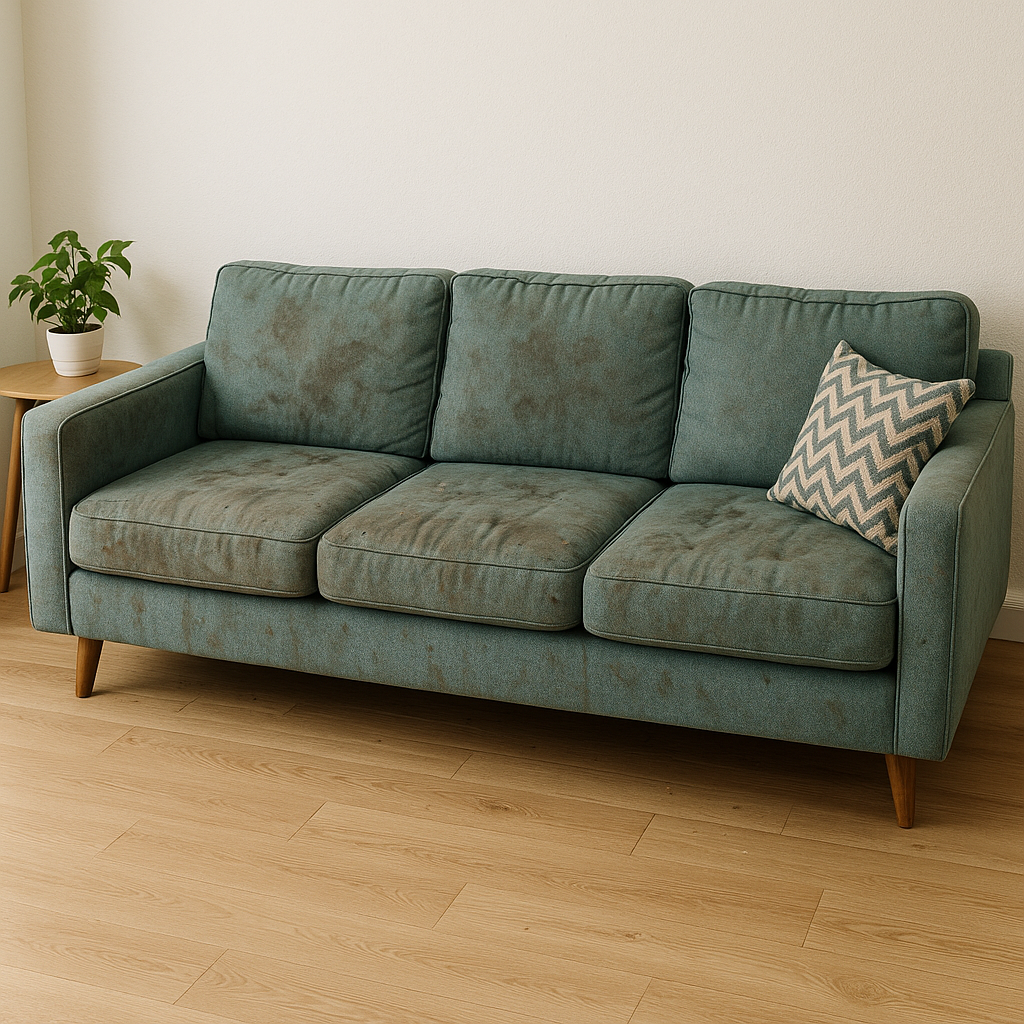 Canapé — avant nettoyage (taches et odeurs)